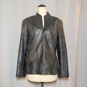 St. John Black Leather Jacket Brown Small